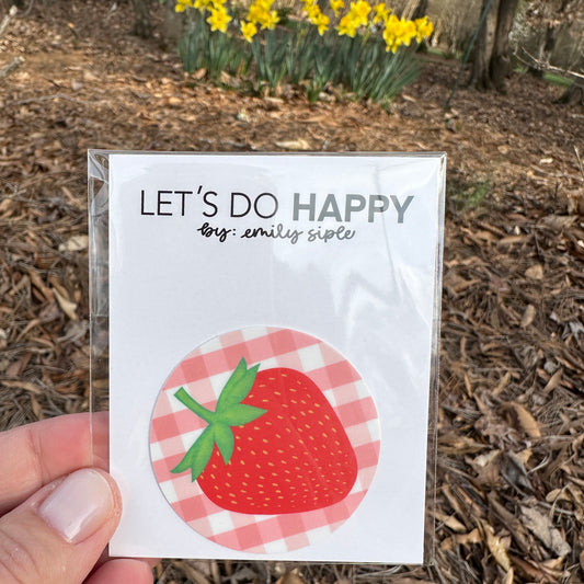 Gingham Strawberry Sticker